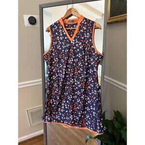 Callaway Women’s Golf Dress XL Navy Floral Sleeveless V-Neck Athletic Activewear